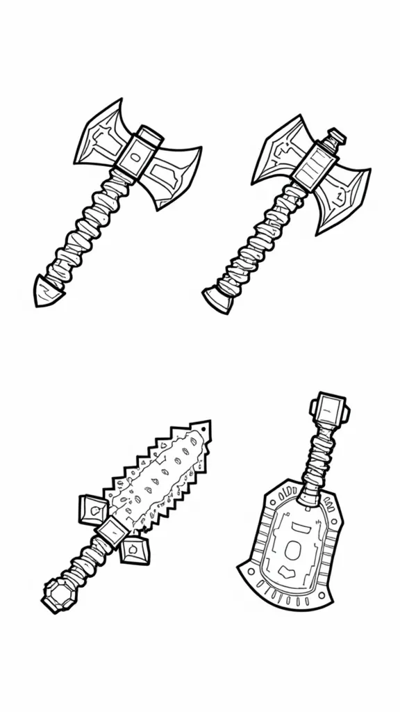 minecraft tools coloring pages